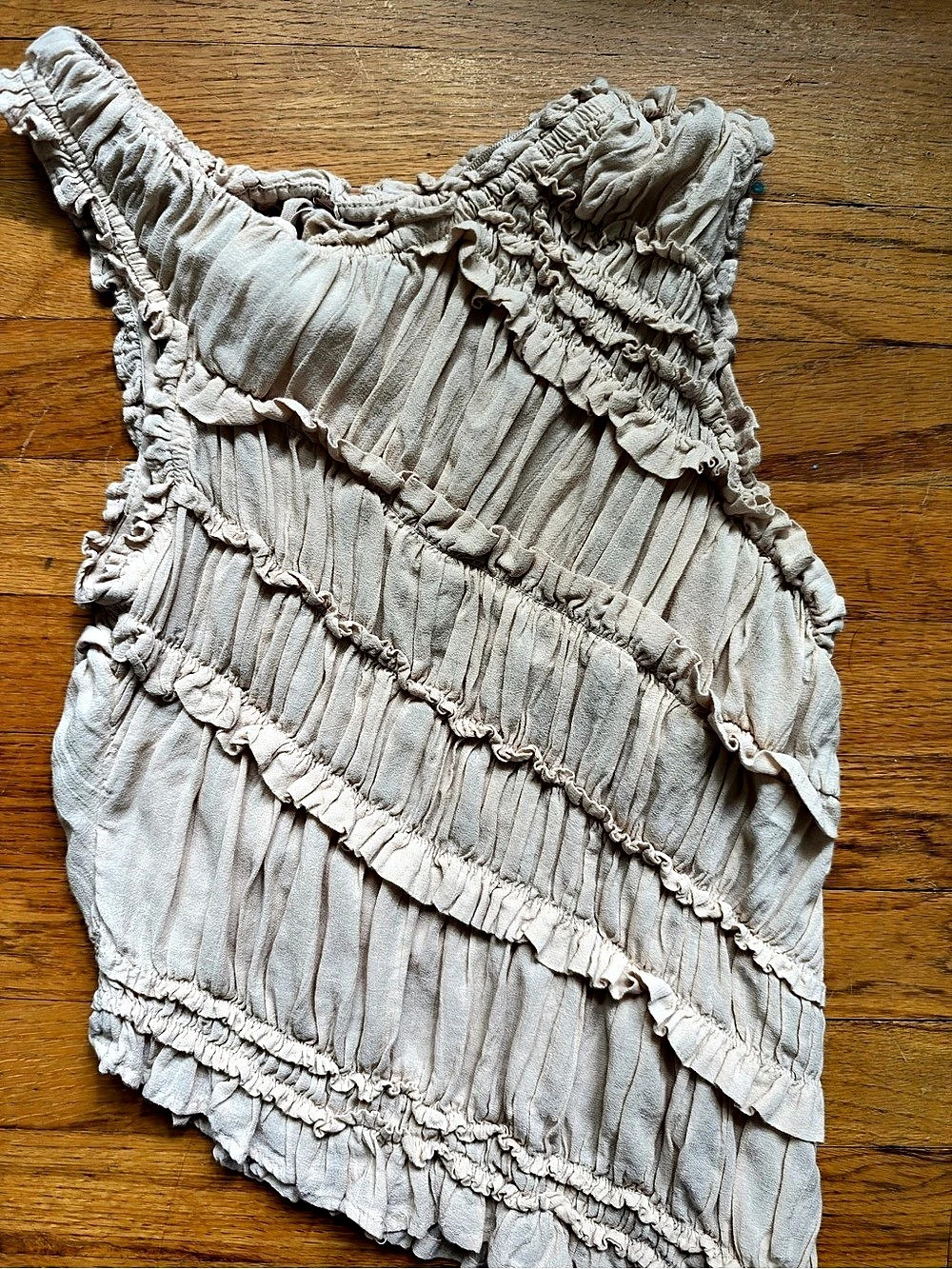 Free people cream shirred ruffle tank top
